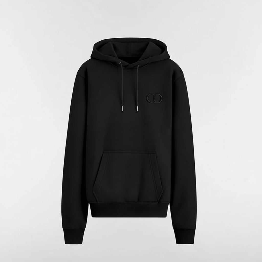 Dior CD Icon Hooded Sweatshirt "Black Cotton Fleece"