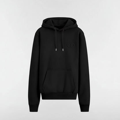 Dior CD Icon Hooded Sweatshirt "Black Cotton Fleece"