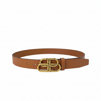 Balenciaga BB Leather Belt "Camel-Gold"