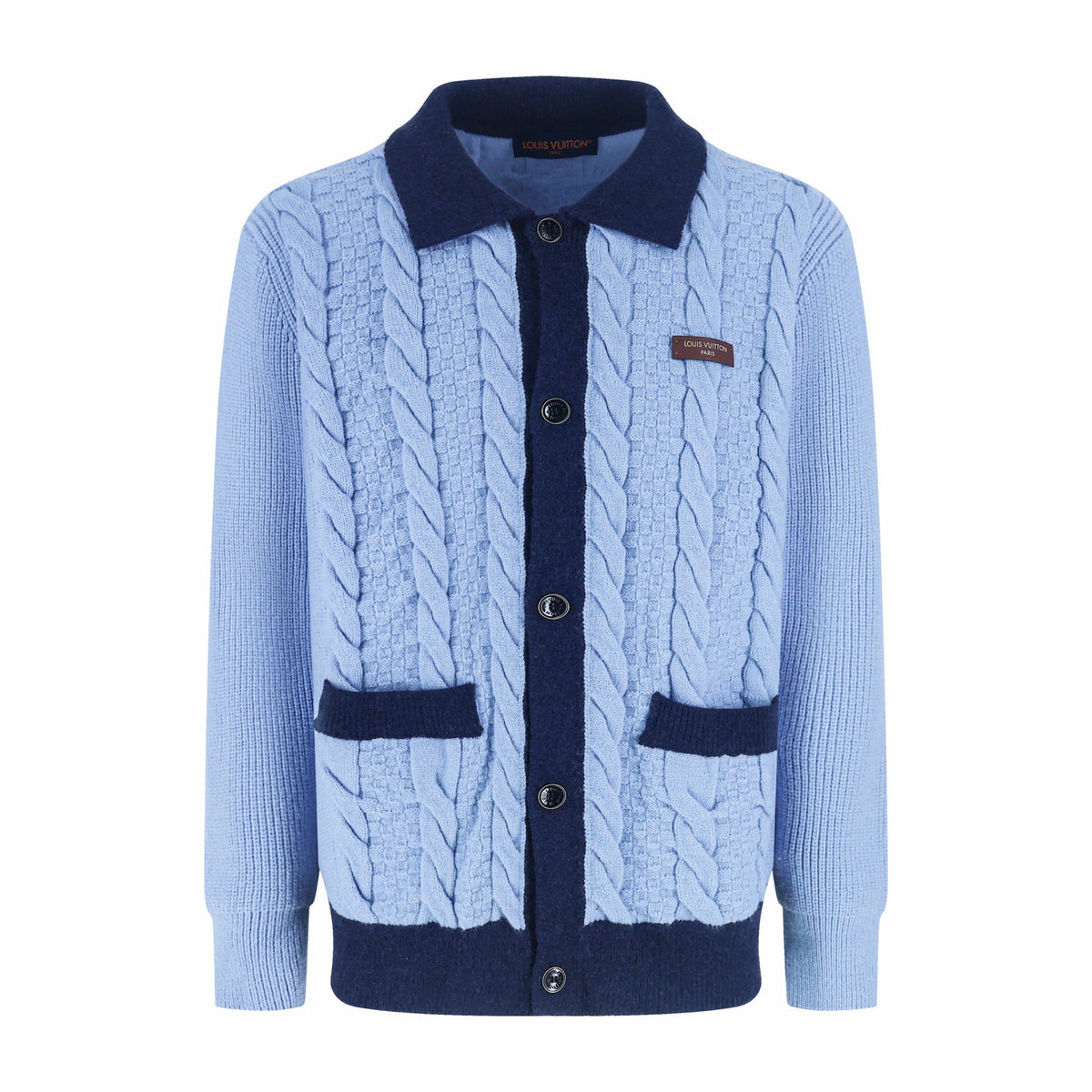 Louis Vuitton Cable-Knit Shirt Cardigan "Pale Blue"
