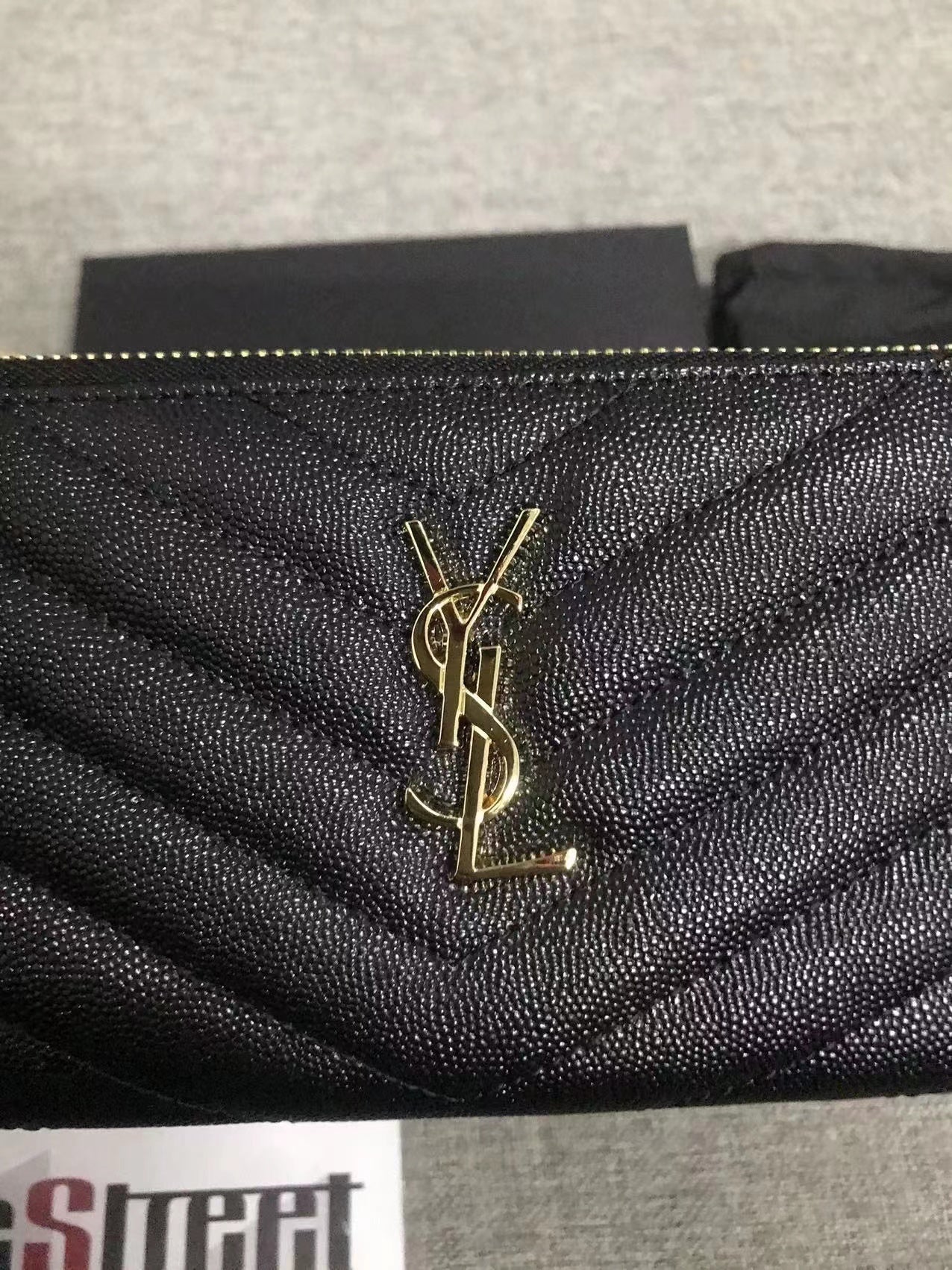 Yves Saint Laurent Cassandre Matelasse Zip Around Wallet Gold