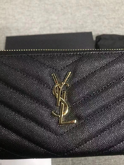 Yves Saint Laurent Cassandre Matelasse Zip Around Wallet Gold