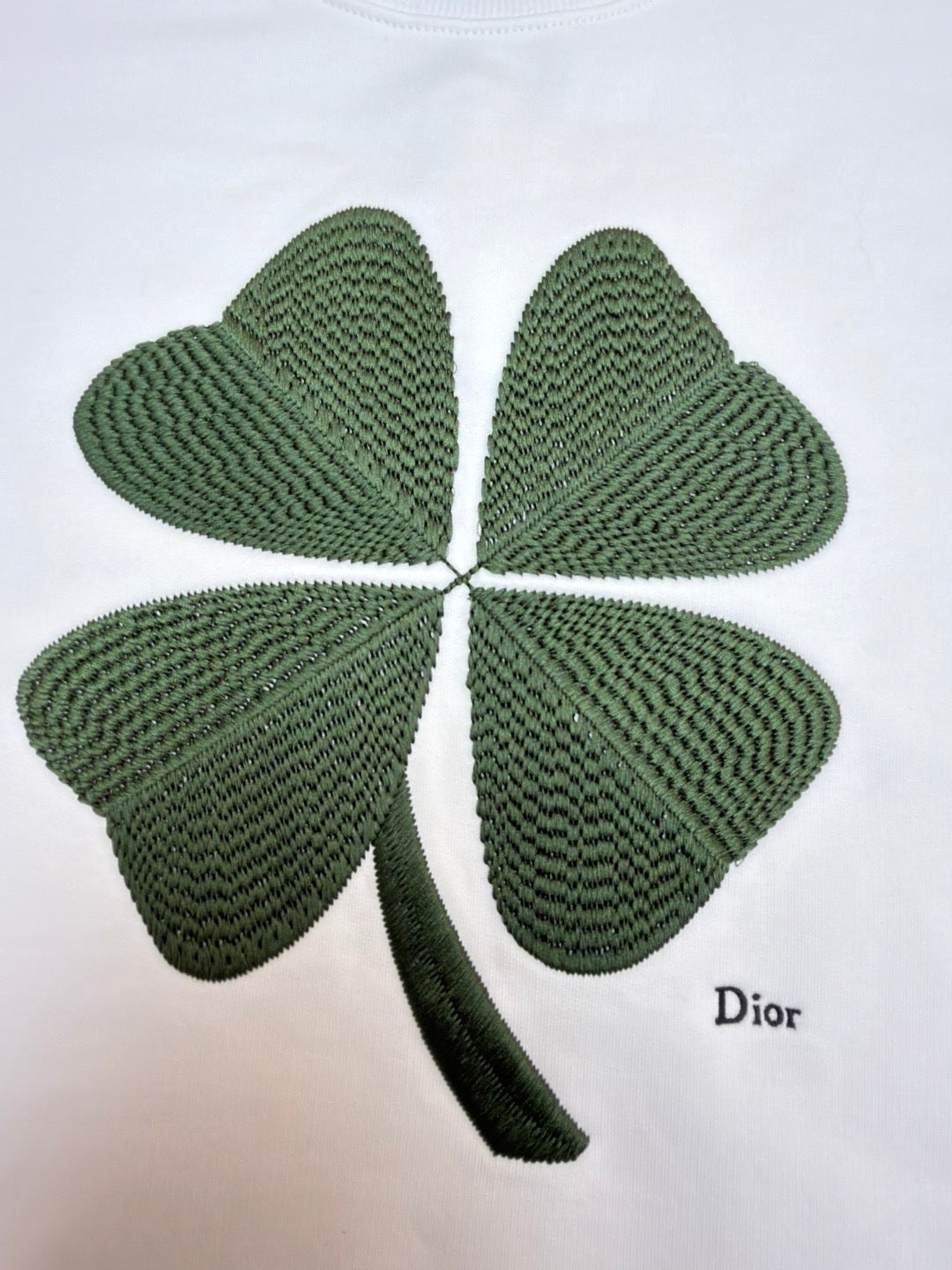 Dior Sweatshirt with Dior Clover Embroidery "White Cotton Fleece"