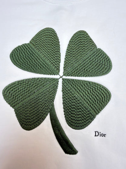 Dior Sweatshirt with Dior Clover Embroidery "White Cotton Fleece"