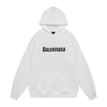Balenciaga Distressed Caps Boxy Hoodie "White-Black"