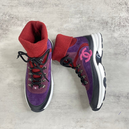 Chanel Interlocking CC Sock Sneakers "Purple-Pink"