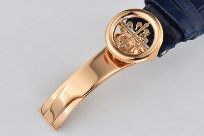 Patek Philippe Grand Complications Moonphase 38.5mm Rose Gold Blue Leather and Dial