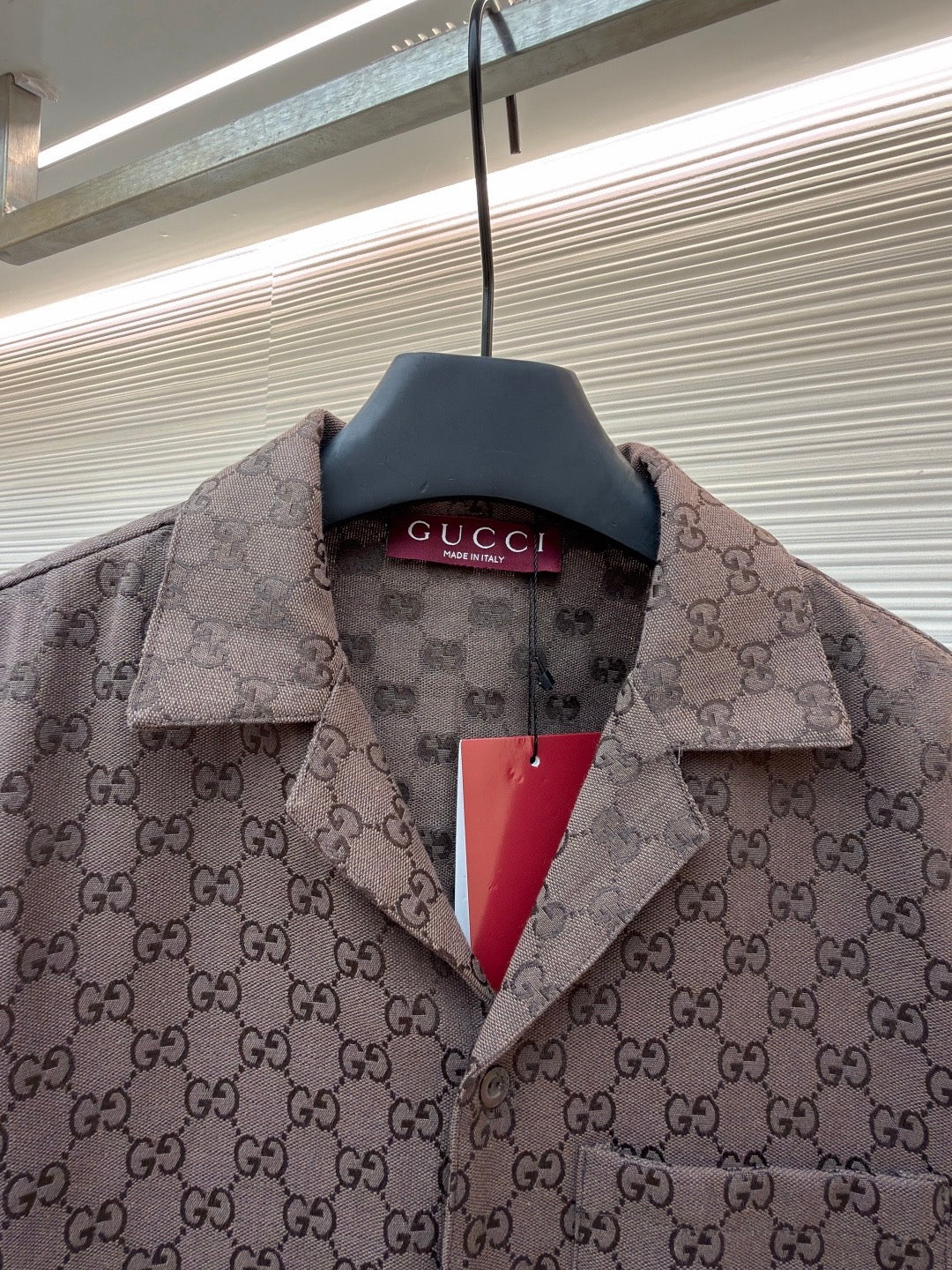 Gucci GG Canvas Linen Blend Bowling Shirt "Brown"