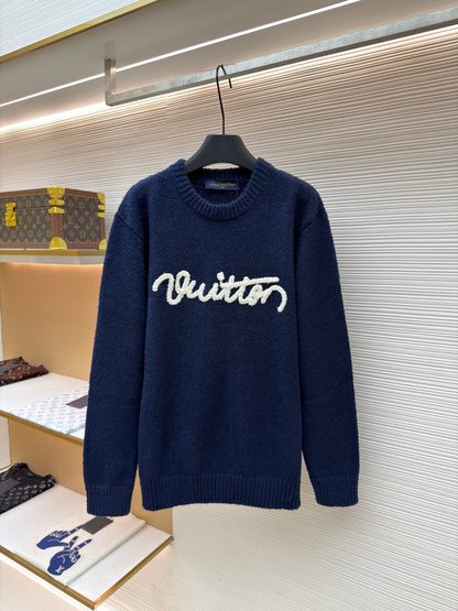 Louis Vuitton Embroidered Signature Long-Sleeved Crewneck "Navy"
