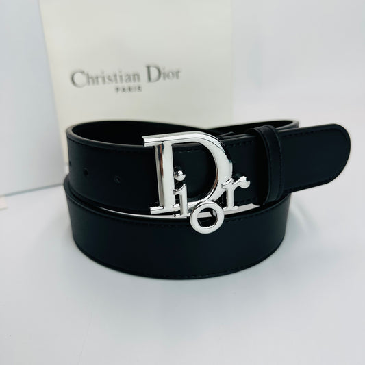 Dior Leather Belt "Black-Silver"
