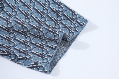 Dior Oblique T-Shirt "Blue Cotton Jacqard"
