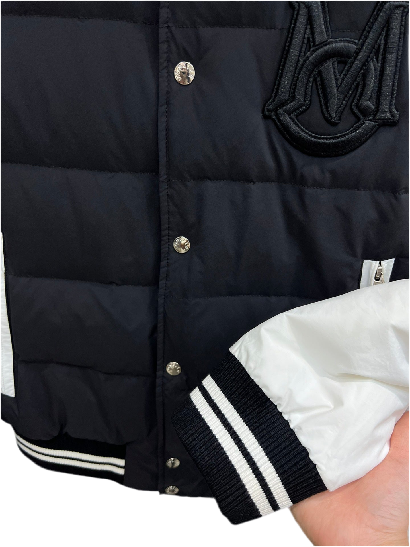 Moncler Bouchet Down Bomber Jacket "Black-White"