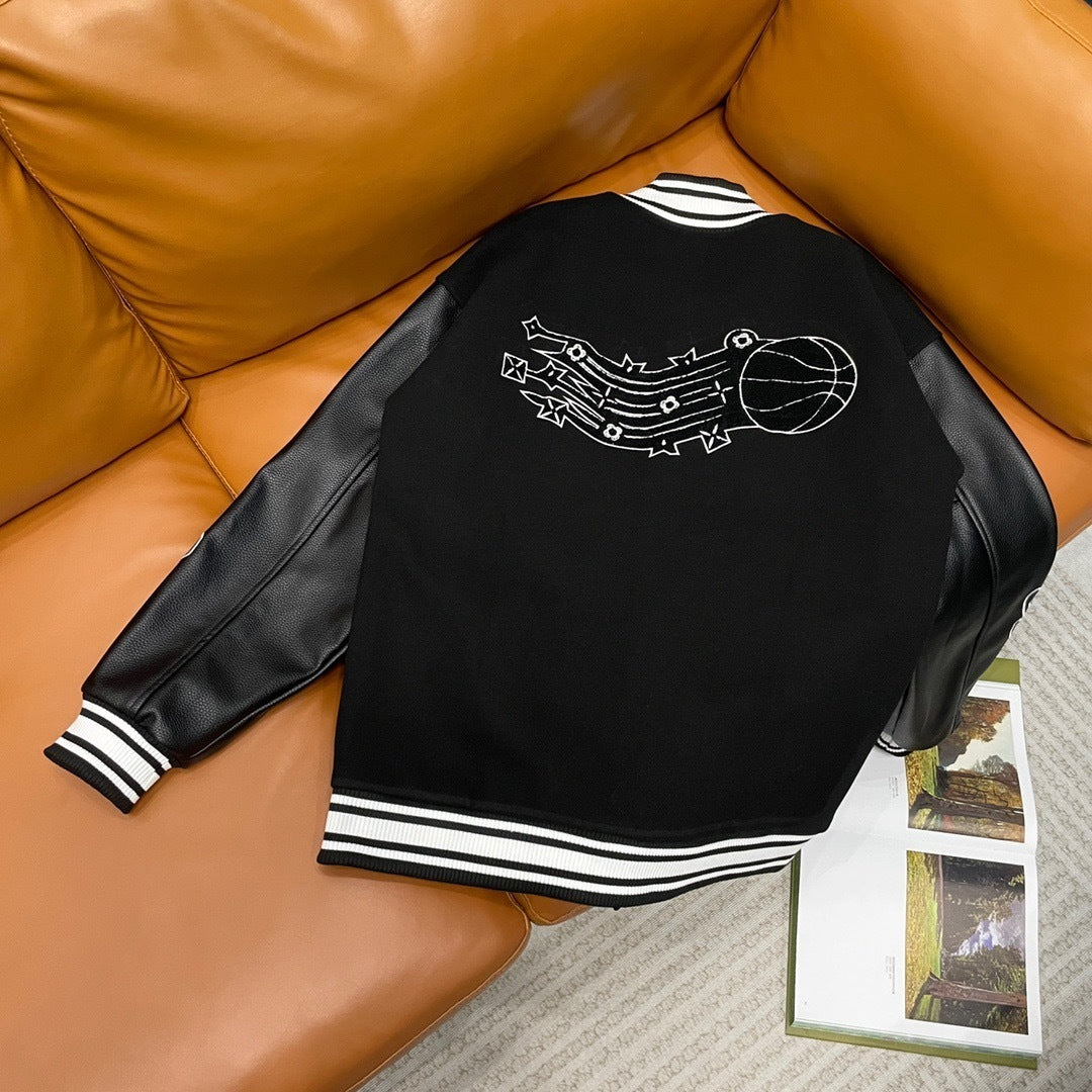 NBA x Louis Vuittom Leather Basketball Jacket "Black"