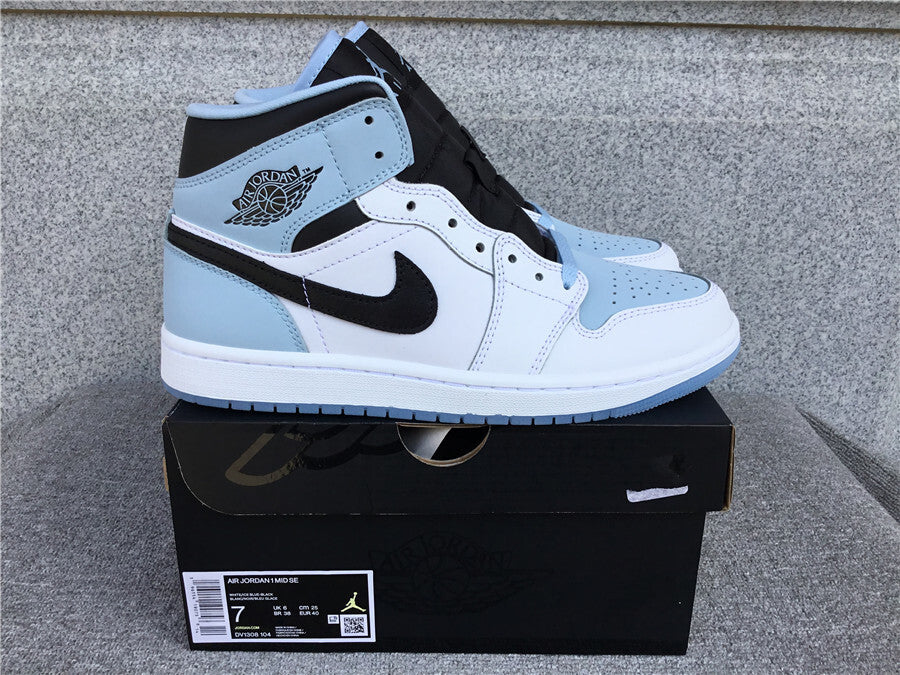 Air Jordan 1 Mid SE "White-Ice Blue-Black"