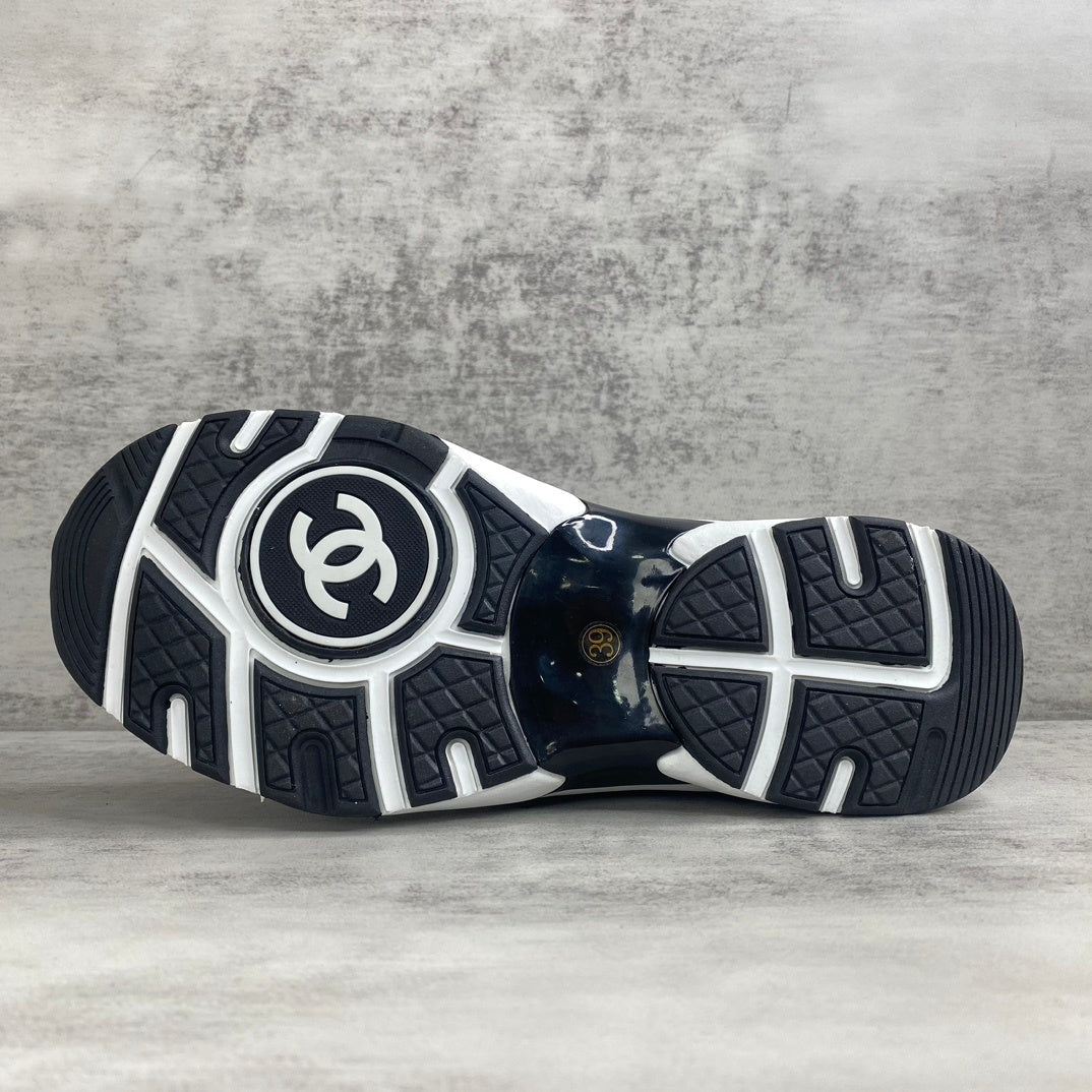 Chanel Interlocking CC Sock Sneakers "Blue-White-Black"