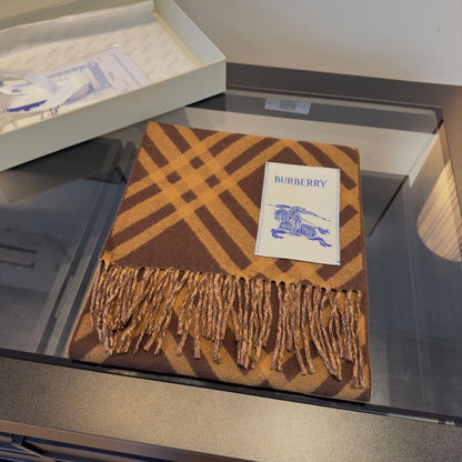 Burberry Check Cashmere Scarf "Brown"