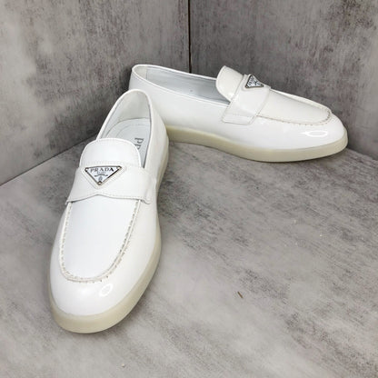 Prada Triangle-Logo Leather Loafer "White"