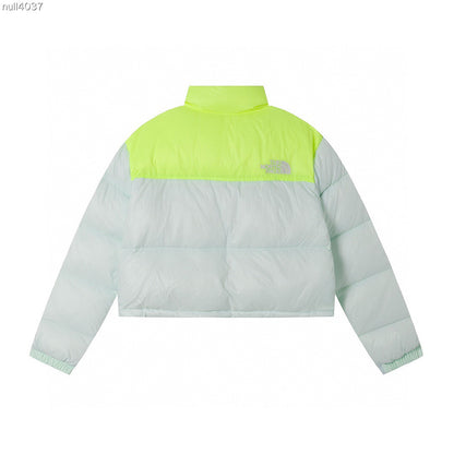 The North Face Nuptse Short Down Jacket "White-Neon Yellow"