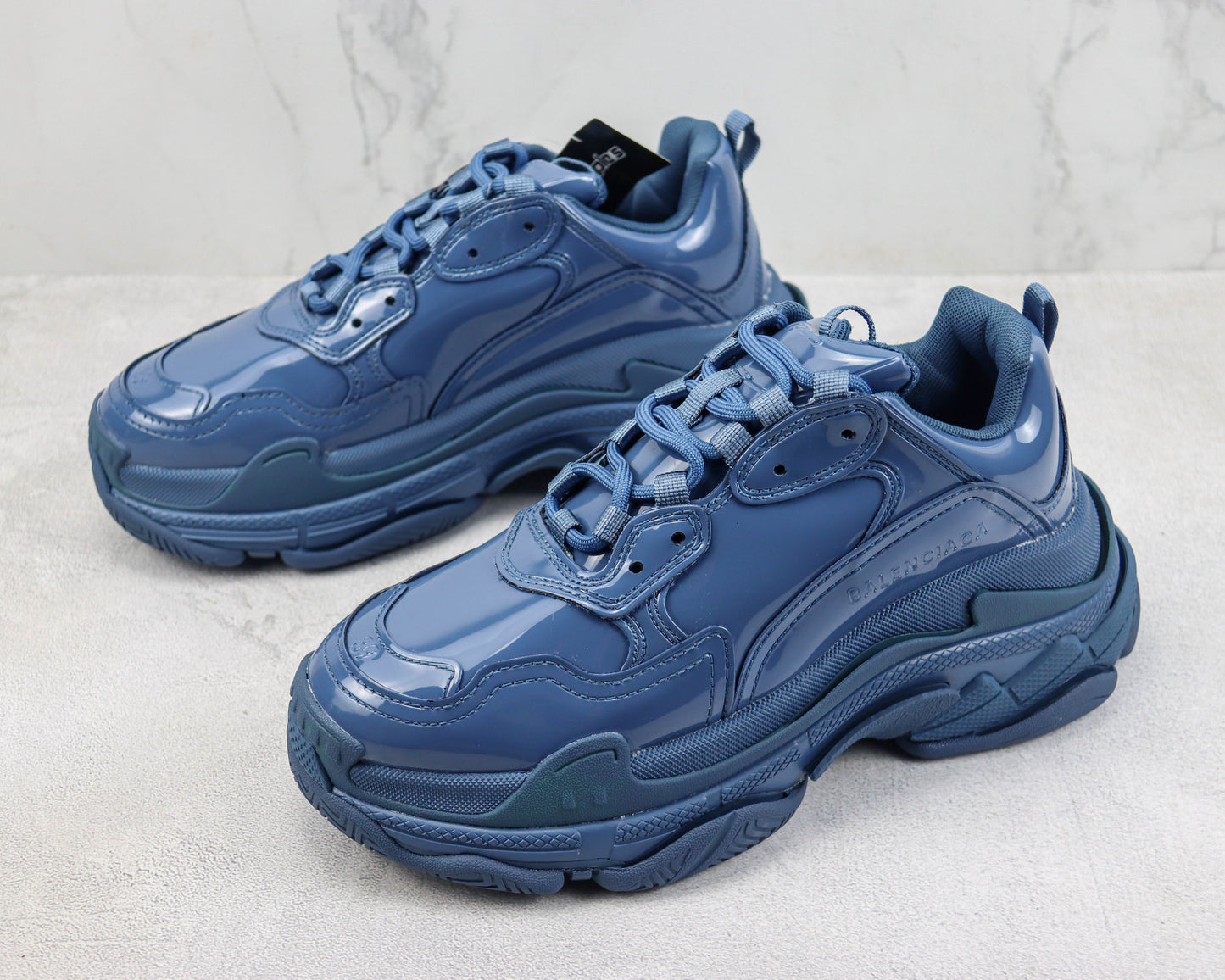 Balnciaga Triple S "Blue Leather Gloss"