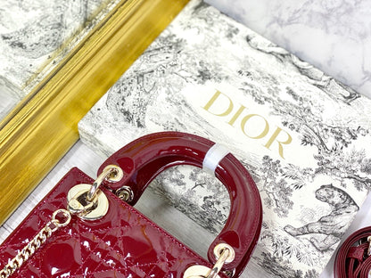 Dior Mini Lady Dior Bag "Cherry Red Patent Cannage Calfskin"