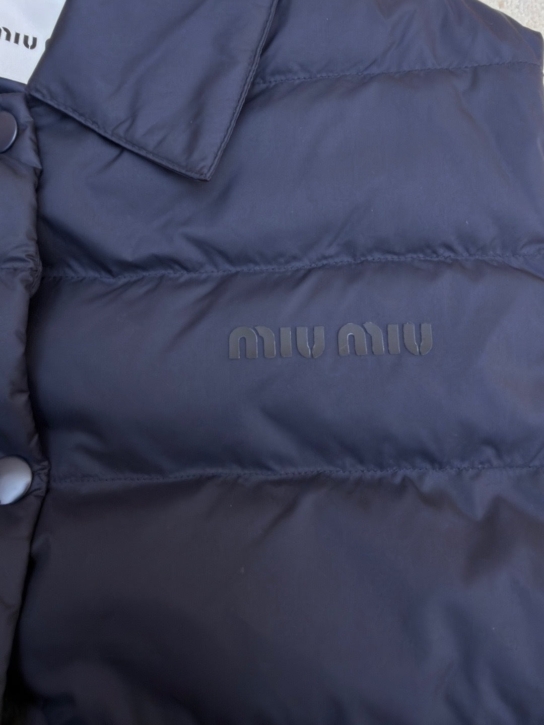 Miu Miu Technical Pongé Down Vest "Navy"