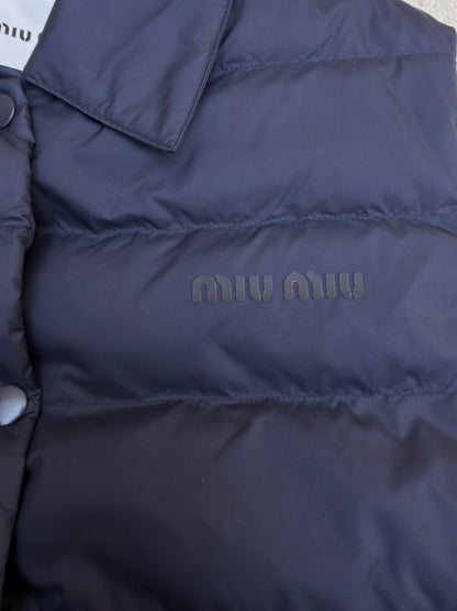 Miu Miu Technical Pongé Down Vest "Navy"