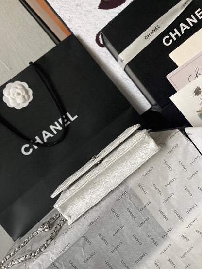 Chanel Quilted Caviar Leather Classic Wallet on Chain