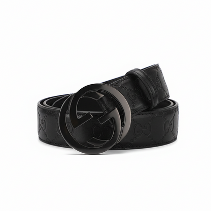Gucci Leather Belt with Interlocking G buckle "Black"