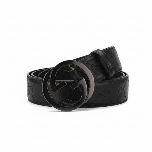 Gucci Leather Belt with Interlocking G buckle "Black"