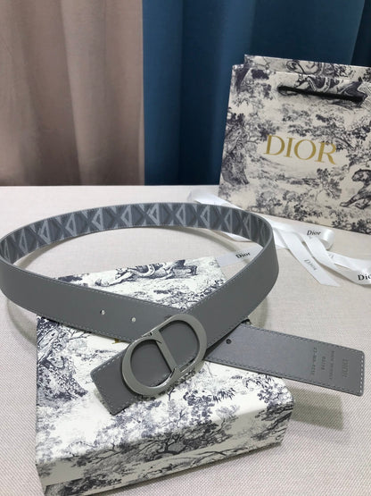 Dior CD Diamond 35mm Reversible CD Icon Belt "Gray"