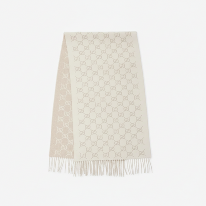 Gucci GG Cashmere Scarf "Grey-White"