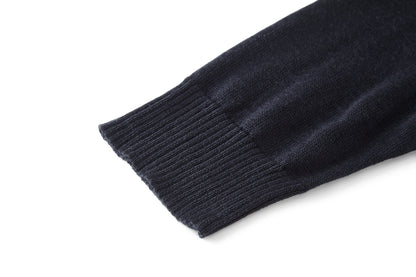 Miu Miu Cashmere and Leather Zip-up Sweater "Navy"