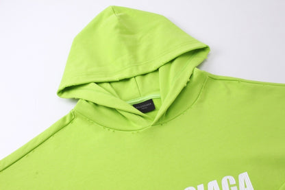 Balenciaga Distressed Caps Boxy Hoodie "Lime-White"