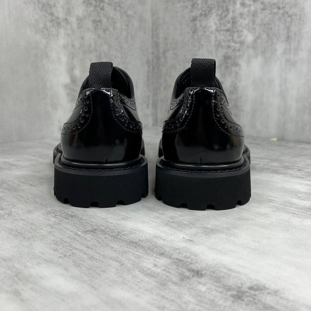 Dior Leather Derby Perforated Shoes "Black"