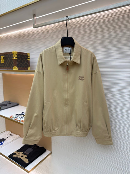 Miu Miu Light Denim Blouson Jacket "Beige"