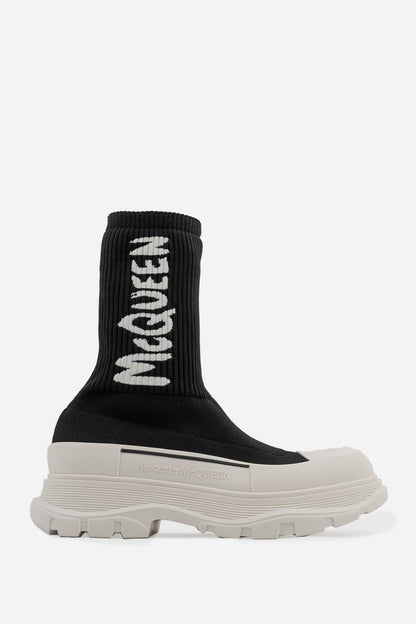Alexander McQueen Tread Slick Boot "Ribbed Black-White"