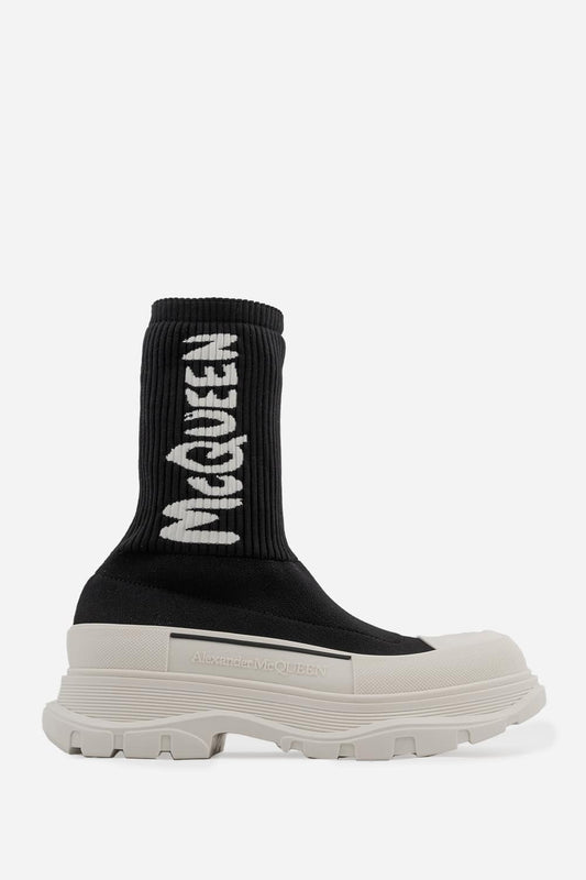 Alexander McQueen Tread Slick Boot "Ribbed Black-White"