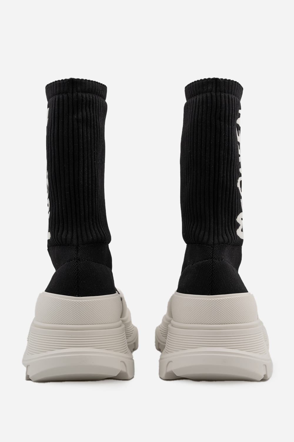 Alexander McQueen Tread Slick Boot "Ribbed Black-White"