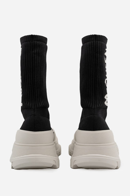 Alexander McQueen Tread Slick Boot "Ribbed Black-White"