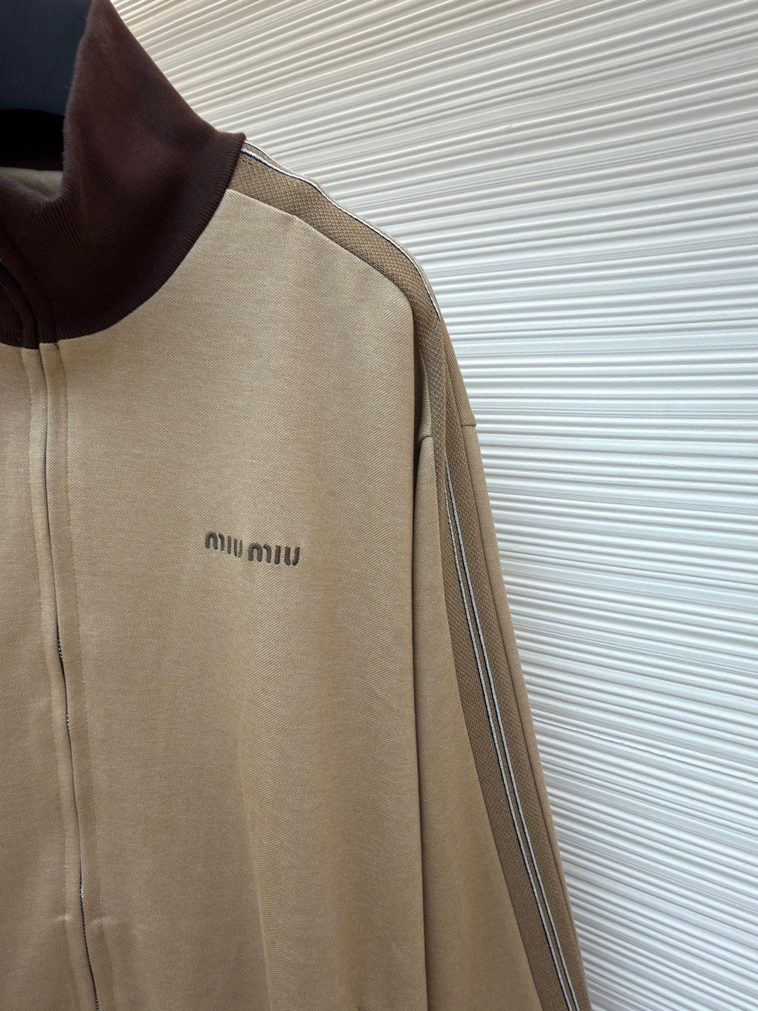 Miu Miu Jersey Zip-up Sweatshirt "Beige"