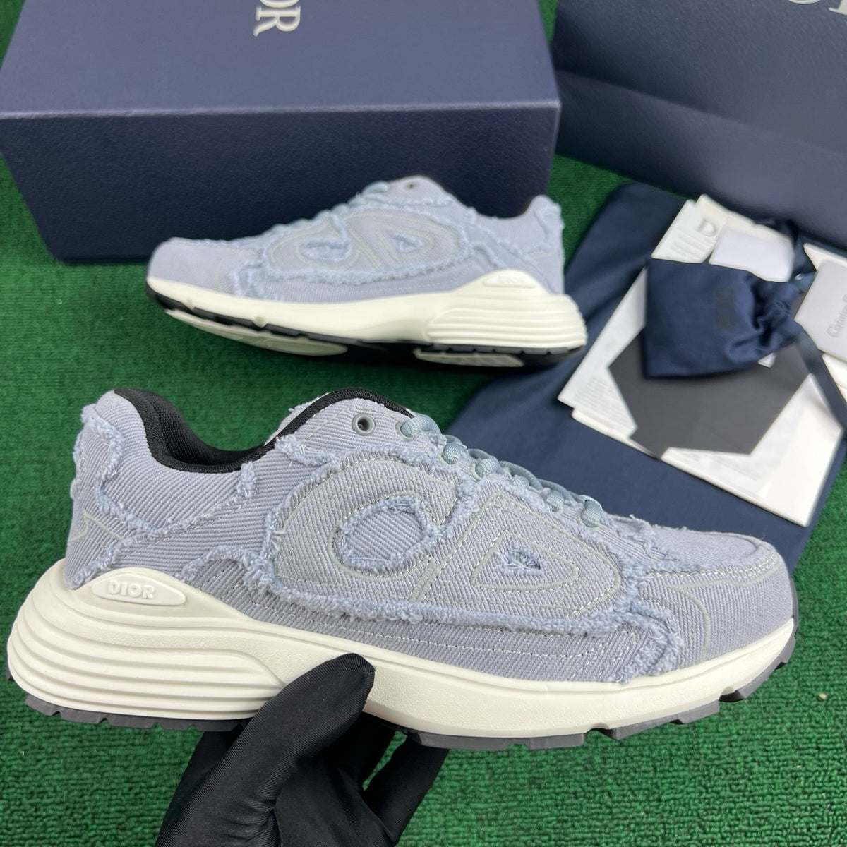 Dior B30 Countdown Sneaker "Blue Fringed Denim-Effect Stonewashed Canvas"