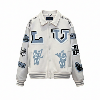 Louis Vuitton Multi-Patches Mixed Leather Varsity Blouson "Milky White"