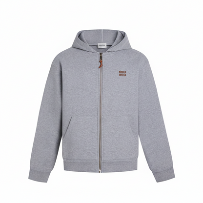 Miu Miu Jersey Zip-up Hoodie "Grey"