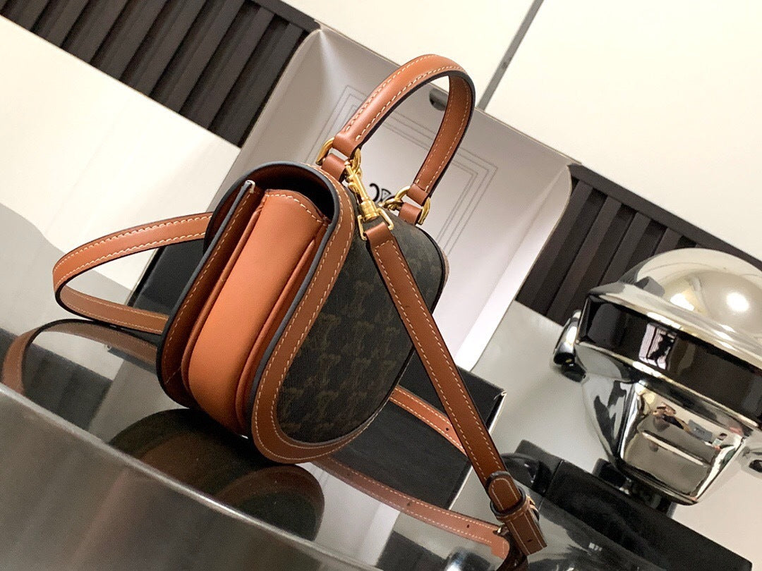 Celine Mini Besace Clea in Triomphe Canvas and Calfskin