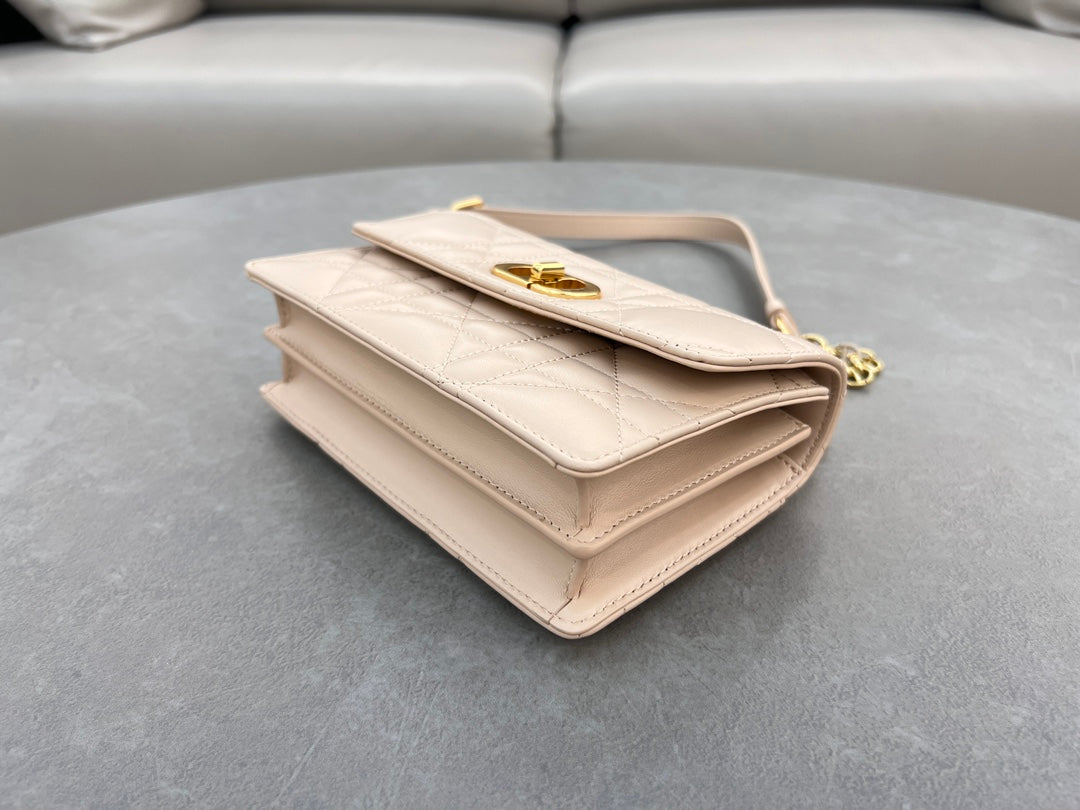 Dior Miss Caro Mini Bag "Powder Beige Macrocannage Lambskin"