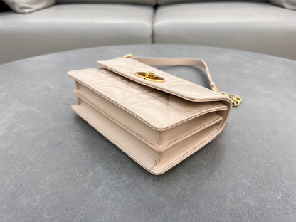 Dior Miss Caro Mini Bag "Powder Beige Macrocannage Lambskin"
