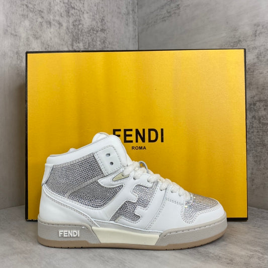Fendi Match High-Top "White-Beige" Crystals