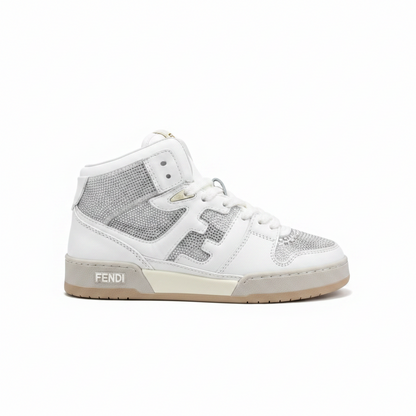 Fendi Match High-Top "White-Beige" Crystals
