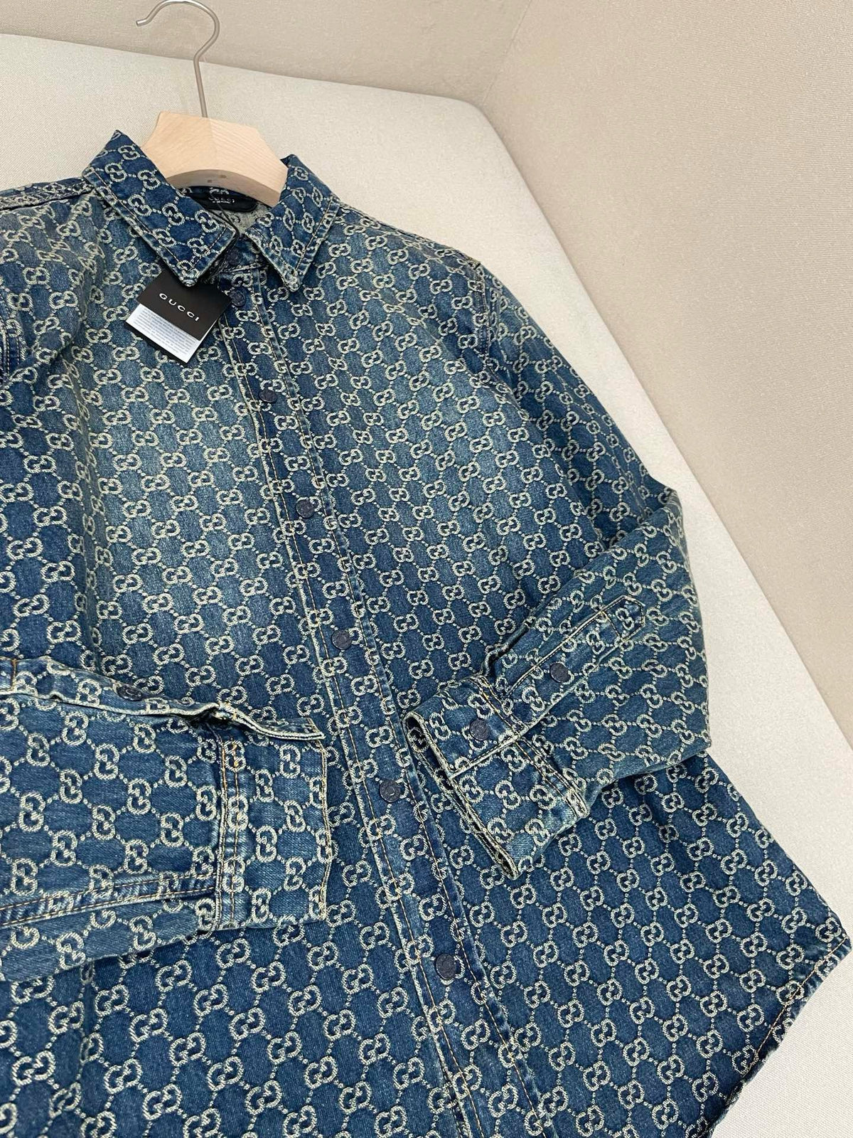 Gucci GG Cotton Denim Jacquard Shirt