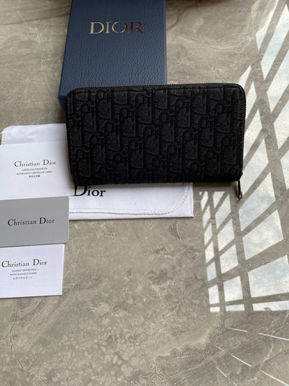 Dior Zipped Long Wallet "Black Dior Oblique Jacquard"
